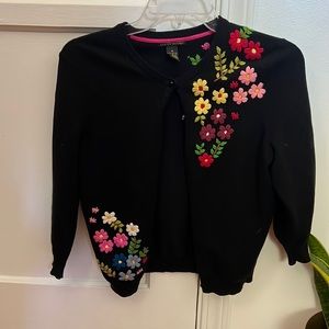Vintage embroidered flower lucky brand cardigan